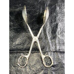 Vintage Taunton Italy Silver Plate Salad Tongs Scissor Servers Spoon Spork